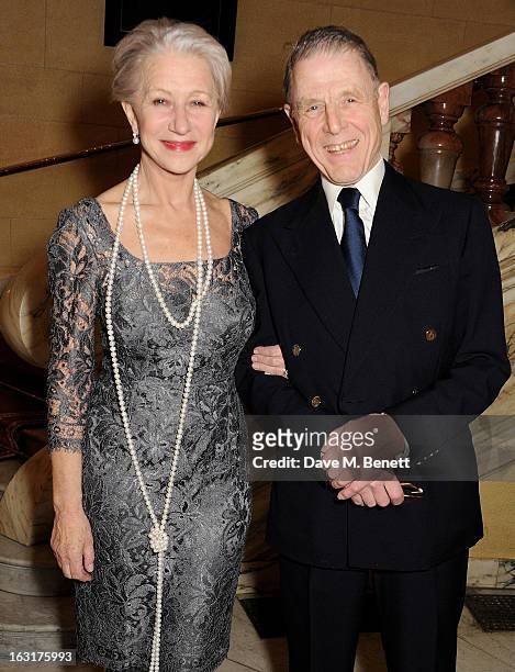 Dame Helen Mirren and Edward Fox attend an after party following the press night performance of 'The Audience' at One Whitehall Place on March 5,...