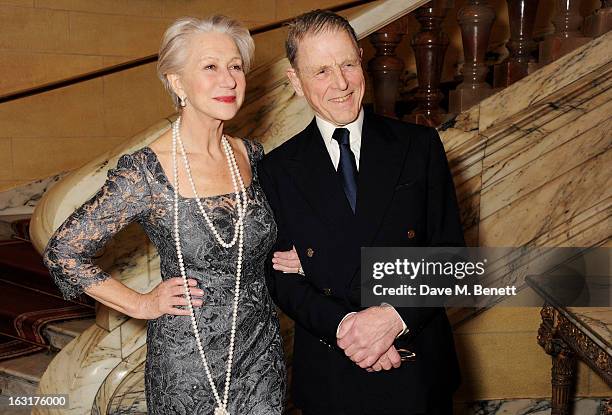 Dame Helen Mirren and Edward Fox attend an after party following the press night performance of 'The Audience' at One Whitehall Place on March 5,...