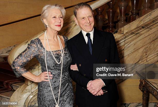 Dame Helen Mirren and Edward Fox attend an after party following the press night performance of 'The Audience' at One Whitehall Place on March 5,...