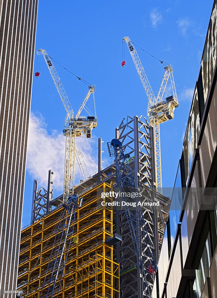 Cranes and the top of a construction site