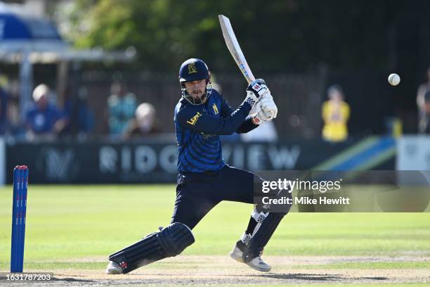 Ed Barnard of Warwickshire hits out during the Metro Bank One Day Cup match between Sussex Sharks and Warwickshire at The 1st Central County Ground...