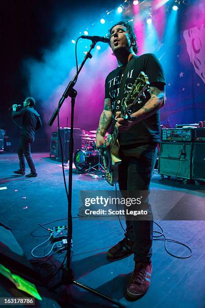 Greg Attonito and Pete Steinkopf of Bouncing Souls performs in concert at The Filmore on March 3, 2013 in Detroit, Michigan.