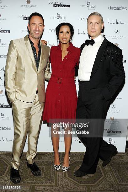 Decades co-owner Christos Garkinos, Actress/ TV host Padma Lakshmi and Decades founder Cameron Silver attend the "Dukes Of Melrose" Premiere at 583...