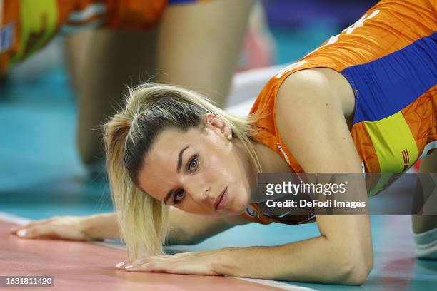Britt Bongaerts of Netherlands looks on during the Women's EuroVolley Quarter Final match between Netherlands vs Bulgaria on August 29, 2023 in...