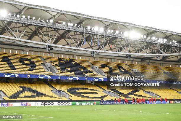 Illustration picture shows and Antwerp's players in action during a training session ahead of the match between Belgian soccer team Royal Antwerp FC...