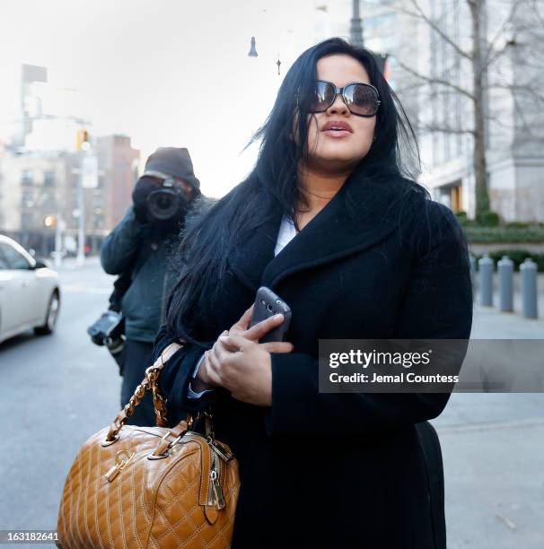 Liza Morales departs New York Supreme court after a custody hearing with ex-boyfriend NBA player Lamar Odom at New York State Supreme Court on March...