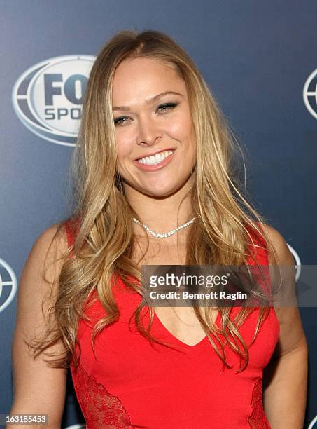 Fighter Ronda Rousey attends the 2013 Fox Sports Media Group Upfront after party at Roseland Ballroom on March 5, 2013 in New York City.