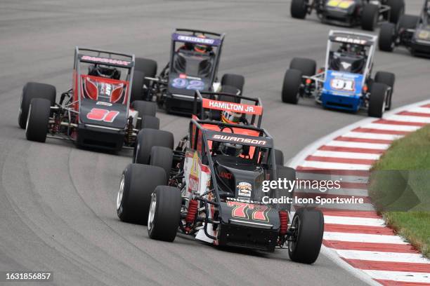 Kody Swanson races in turn four during the USAC Silver Crown Series Outfront 100 on August 27 at World Wide Technology Raceway at Gateway in Madison,...