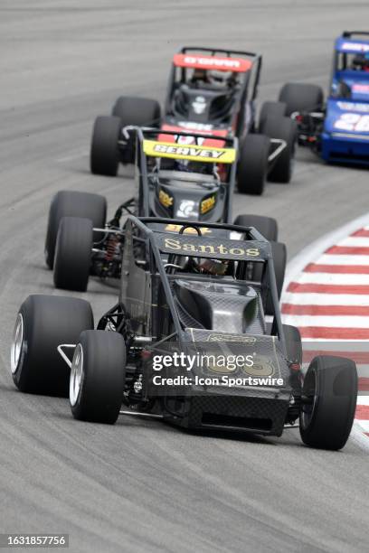 Bobby Santos races in turn four during the USAC Silver Crown Series Outfront 100 on August 27 at World Wide Technology Raceway at Gateway in Madison,...