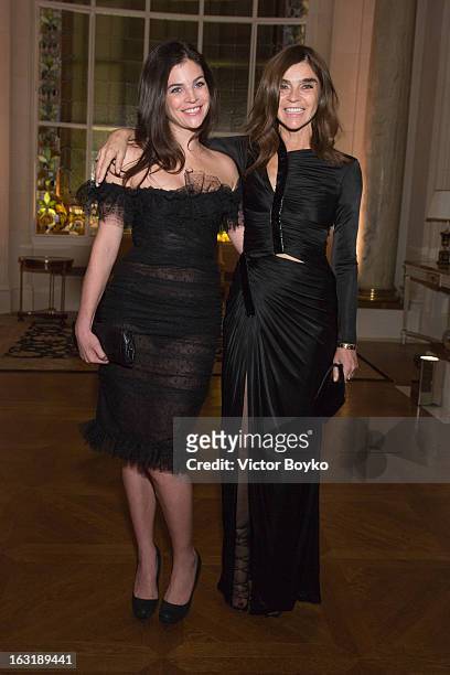 Julia Restoin Roitfeld and Carine Roitfeld attend 'CR Fashion Book Issue 2' - Carine Roitfeld Cocktail as part of Paris Fashion Week at Hotel...