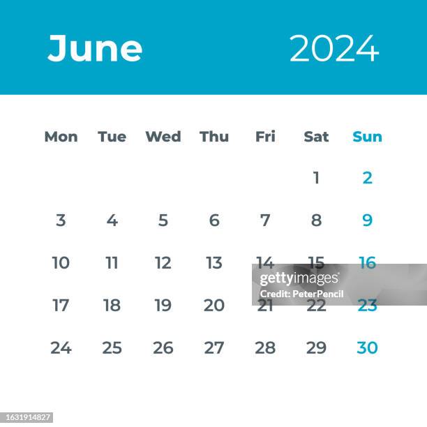 june 2024 - calendar leaf. vector illustration - post it notes home stock illustrations
