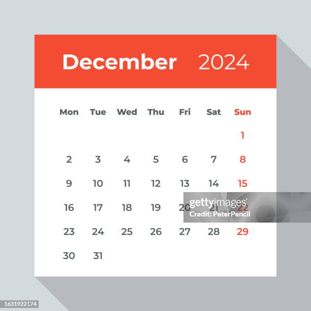 illustrations, cliparts, dessins animés et icônes de décembre 2024 - calendrier feuille. illustration vectorielle - décembre