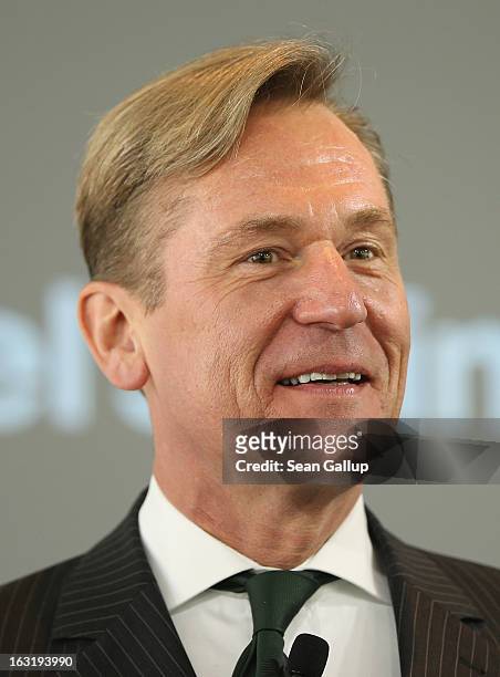 Mathias Doepfner, CEO of German publisher Axel Springer, speaks at the company's annual press conference to announce financial results for 2012 on...