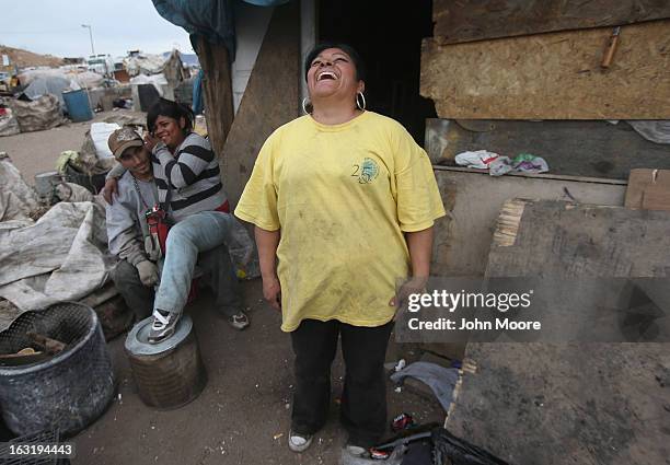 Buyer prepares to puchase sacks of recyclables to sell from the Tirabichi landfill on March 5, 2013 in Nogales, Mexico. About 30 families, live at...