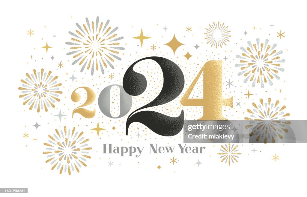 Auguri di fuochi d'artificio di Capodanno 2024