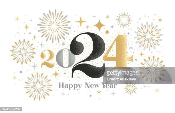 new year 2024 fireworks greeting - 新年賀卡 幅插畫檔、美工圖案、卡通及圖標