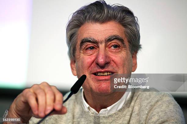 Nick Hayek, chief executive officer of Swatch AG, reacts during the company's annual results news conference in Grenchen, Switzerland, on Wednesday,...