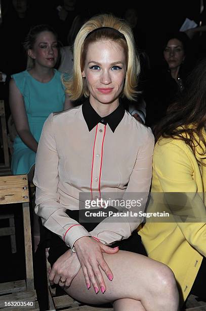 January Jones attends the Miu Miu Fall/Winter 2013 Ready-to-Wear show as part of Paris Fashion Week on March 6, 2013 in Paris, France.