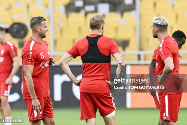 Antwerp's Toby Alderweireld pictured during a training session ahead of the match between Belgian soccer team Royal Antwerp FC and Greek soccer team...