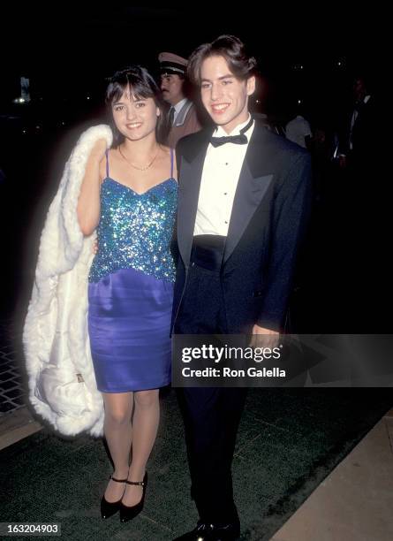 Actress Danica McKellar and friend Matt Schreiber attend the First Annual Comedy Hall of Fame Induction Ceremoy on August 29, 1993 at the Beverly...