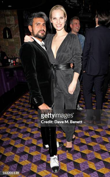 Azim Majid and Dioni Tabbers attend an after party following the 'Welcome To The Punch' UK Premiere at the Hippodrome Casino on March 5, 2013 in...