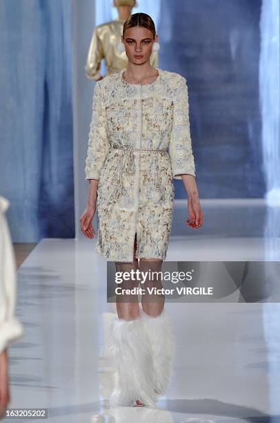 Model walks the runway during the Valentin Yudashkin Fall/Winter 2013 Ready-to-Wear show as part of Paris Fashion Week at Hotel Westin on March 4,...