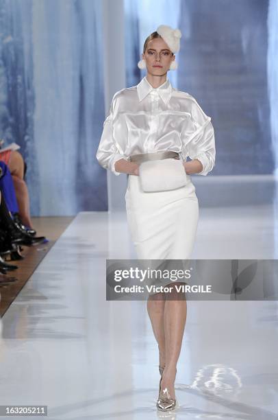 Model walks the runway during the Valentin Yudashkin Fall/Winter 2013 Ready-to-Wear show as part of Paris Fashion Week at Hotel Westin on March 4,...