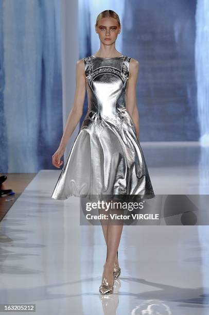 Model walks the runway during the Valentin Yudashkin Fall/Winter 2013 Ready-to-Wear show as part of Paris Fashion Week at Hotel Westin on March 4,...