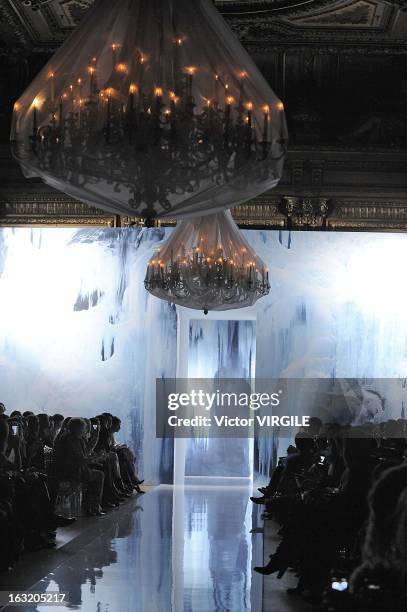 Model walks the runway during the Valentin Yudashkin Fall/Winter 2013 Ready-to-Wear show as part of Paris Fashion Week at Hotel Westin on March 4,...