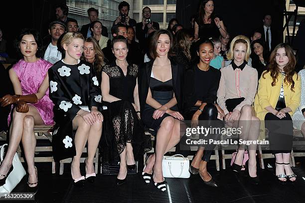 Du Juan, Lea Seydoux, Renee Zellweger, Rebecca Hall, Zoe Saldana, January Jones and Alice Englert attend the Miu Miu Fall/Winter 2013 Ready-to-Wear...