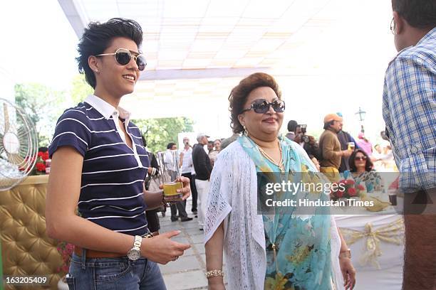 Madhavi Raje Scindia with Mriganka Singh during Madhavrao Scindia Golf Tournament 2013 at DLF Country Club on March 3, 2013 in Gurgaon, India.