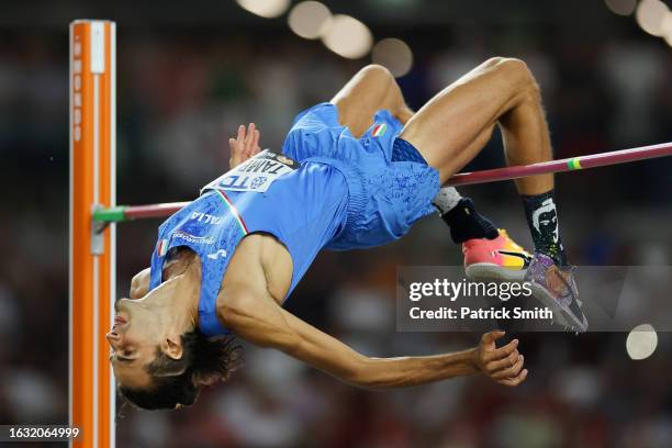 Gianmarco Tamberi of Team Italy competes in the Men's High Jump Final during day four of the World Athletics Championships Budapest 2023 at National...