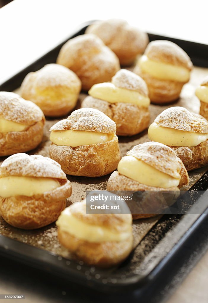 Cream Puffs on oven tray