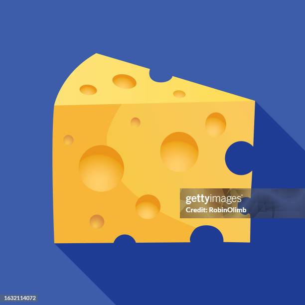 wedge of swiss cheese - cheese chunk stock illustrations