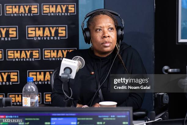 Heather B. Visits 'Sway in the Morning' with Sway Calloway on Eminem's Shade 45 at the SiriusXM Studios on August 22, 2023 in New York City.