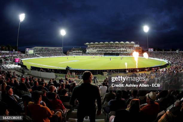 General view of the inside of the stadium during The Hundred match between Northern Superchargers Men and Welsh Fire Men at Headingley on August 22,...