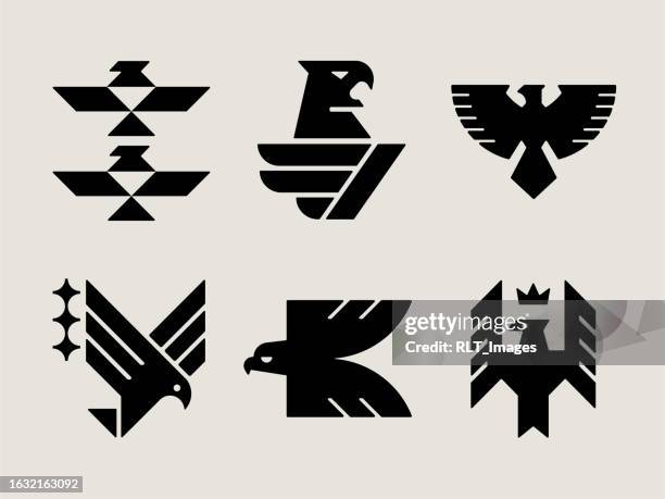 mid-century modern eagle icons - bird profile stock illustrations