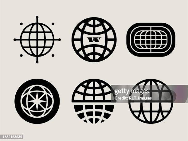 illustrations, cliparts, dessins animés et icônes de icônes du globe moderne du milieu du siècle - coordonnée géographique