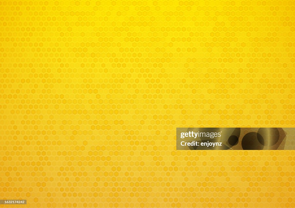 Yellow honeycomb hexagon textured pattern