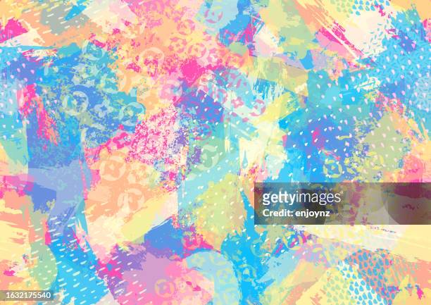 seamless colorful pastel paint patterns - birthday template picture stock illustrations