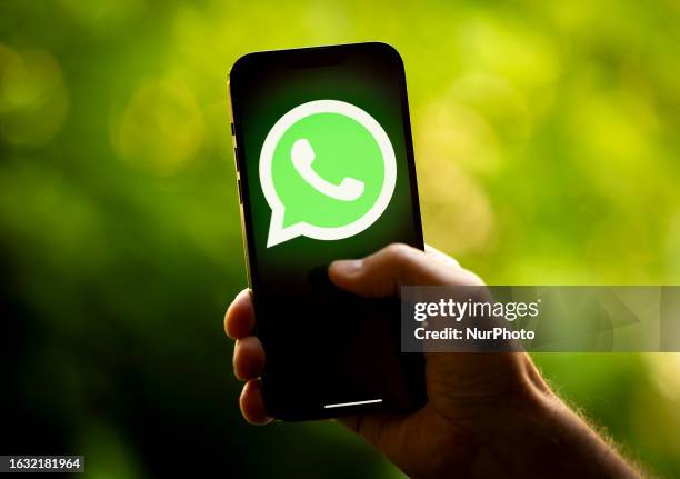 The WhatsApp logo is seen in this photo illustration on 22 August, 2023 in Warsaw, Poland.