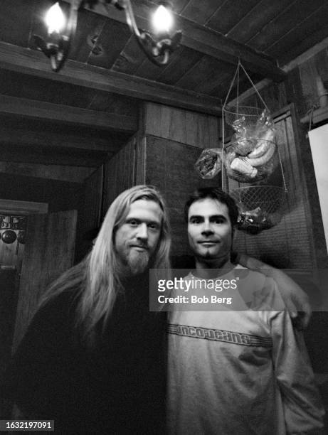 American metal guitarist Adam Duce, of the American heavy metal band Machine Head, and American Nu Metal music producer Ross Robinson, pose for a...