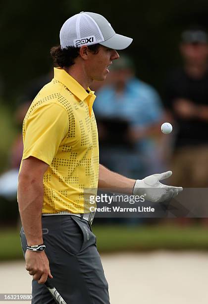 Rory McIlroy of Northern Ireland in action during practice round ahead of the WGC - Cadillac Championship at the Doral Golf Resort & Spa on March 6,...