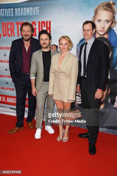 Charly Hübner, Dimitrij Schaad, Anna Maria Mühe and Marc Hosemann attend the "Sophia, der Tod und ich" premiere at Delphi Filmpalast on August 29,...