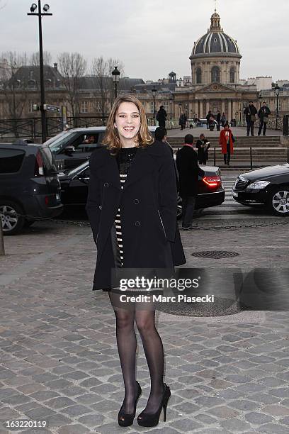 Celine Salette arrives to attend the 'Louis Vuitton' Fall/Winter 2013 Ready-to-Wear show as part of Paris Fashion Week on March 6, 2013 in Paris,...