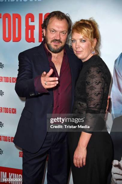Charly Hübner and Lina Beckmann attend the "Sophia, der Tod und ich" premiere at Delphi Filmpalast on August 29, 2023 in Berlin, Germany.