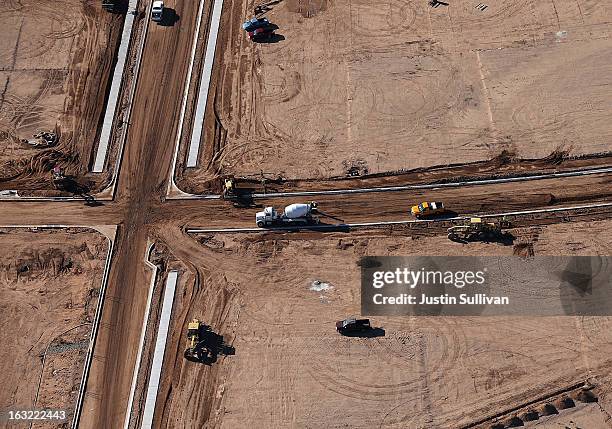 Empty parcels of land are seen at a new housing development on March 6, 2013 in Mesa, Arizona. In 2008, Phoenix, Arizona was at the forefront of the...