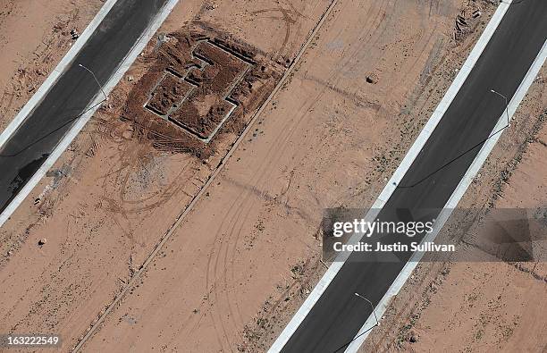 The footprint of a new home stands at a housing development on March 6, 2013 in Mesa, Arizona. In 2008, Phoenix, Arizona was at the forefront of the...