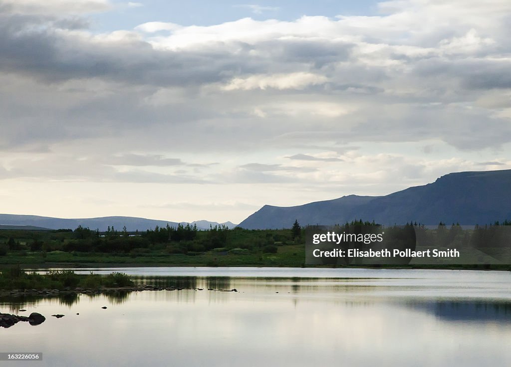 Tranquil lake and mountains