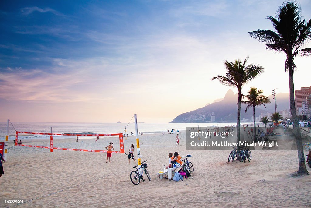 Ipanema beach with Sugarloaf in view